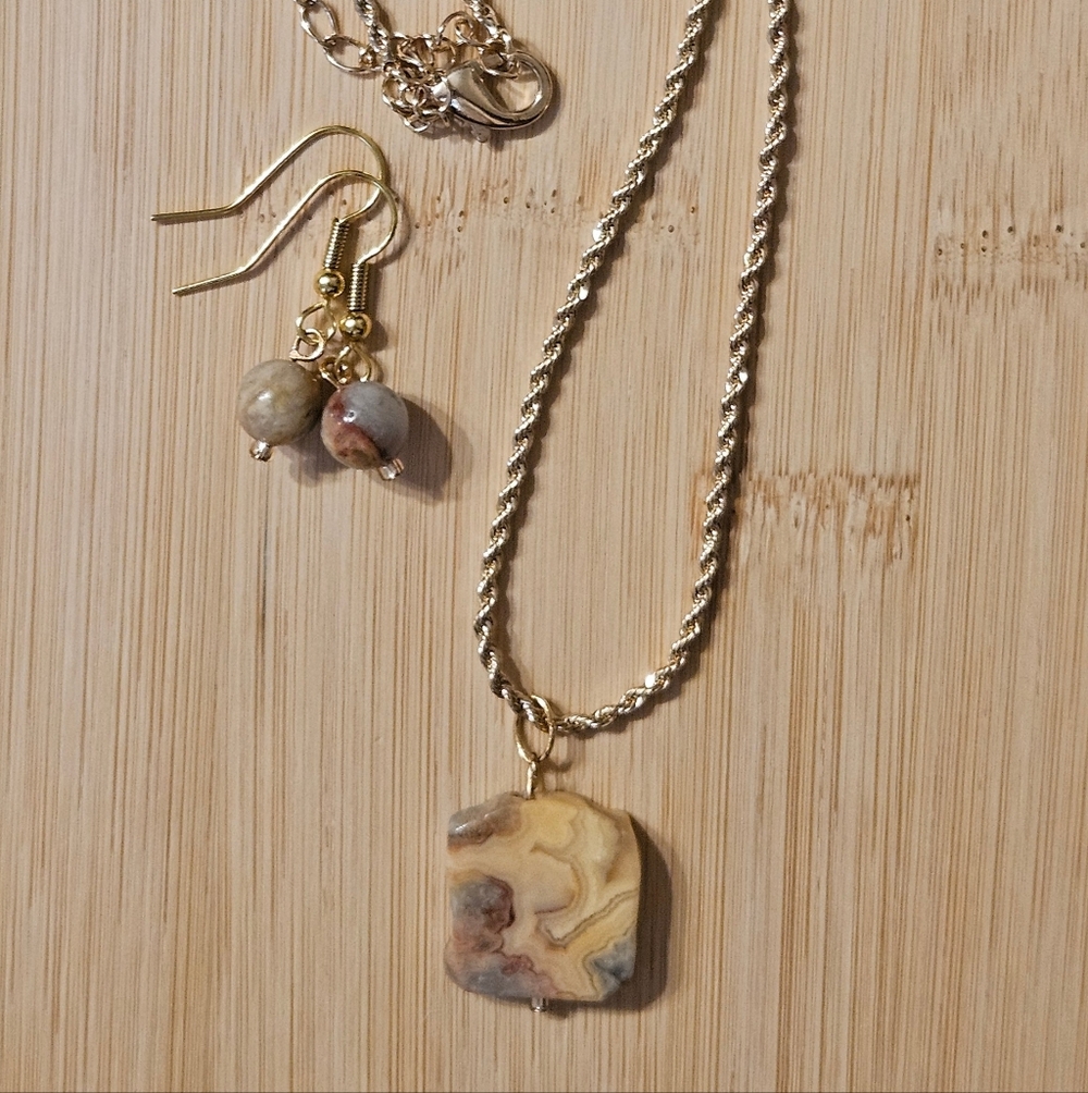 Natural Crazy Lace Agate Jewelry Set
